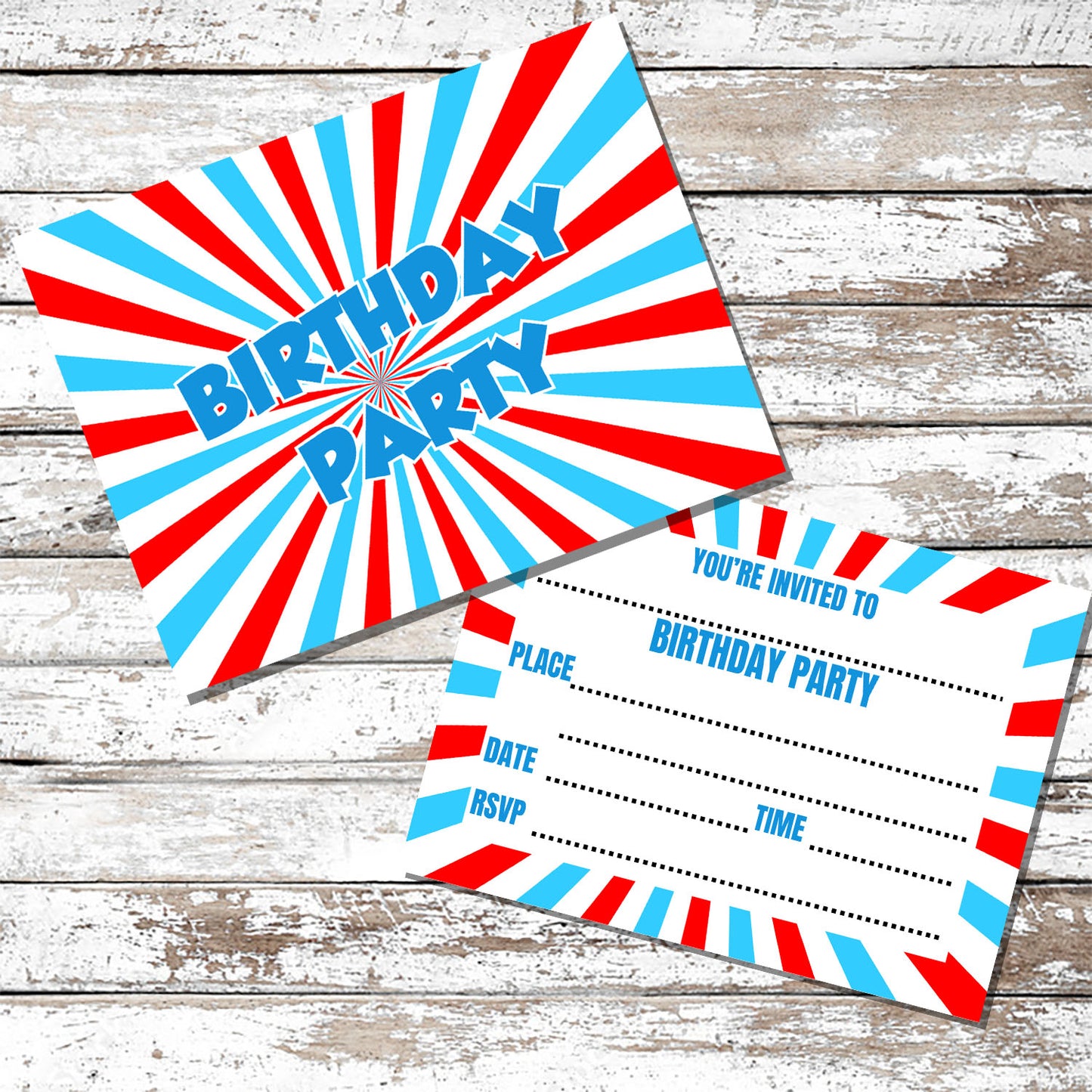 Pack Of 20 Happy Birthday Party Invitations With Envelopes