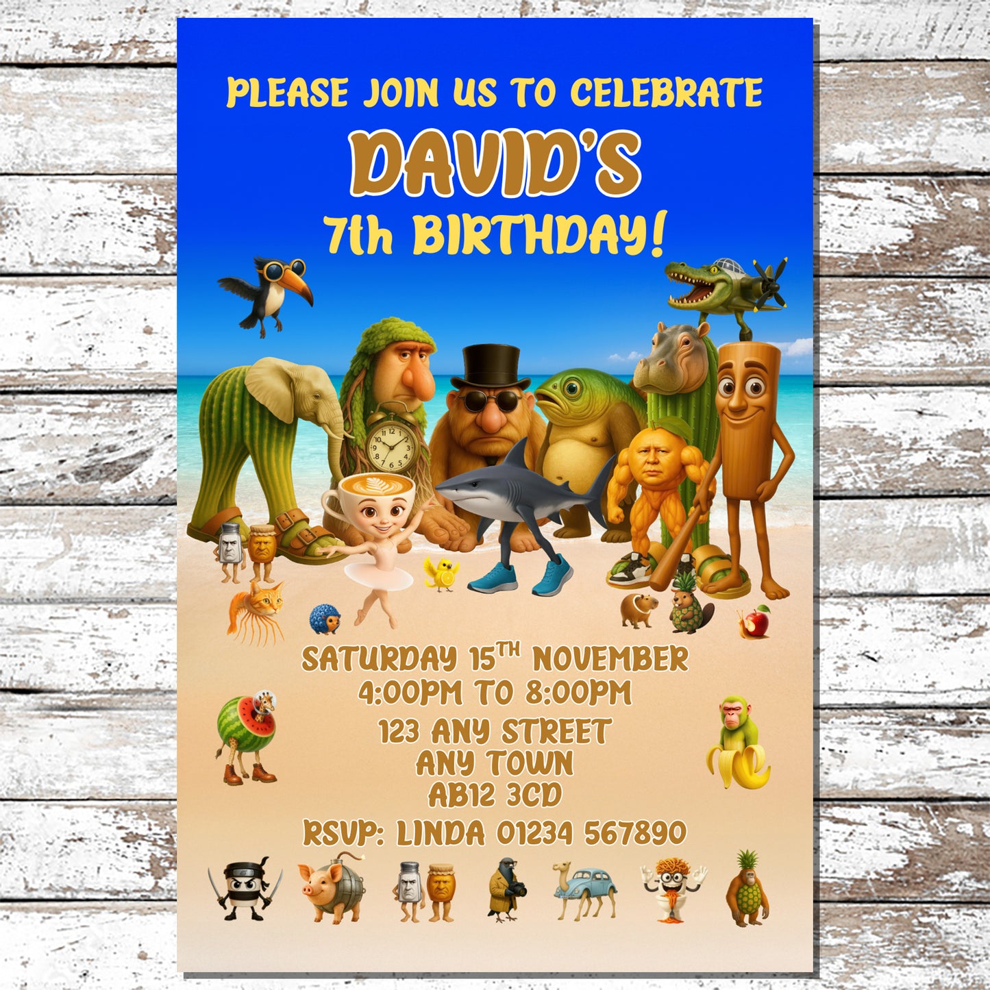 10 Personalised Brainrot Party Invitations With Envelopes