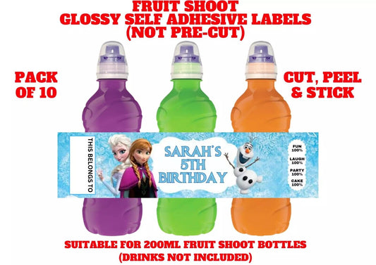 Frozen Elsa Anna Personalised Fruit Shoot Bottle Self Adhesive Label Wrapper x 10
