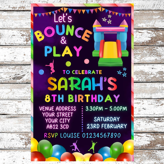 10 Personalised Bouncy Castle Party Invitations With Envelopes