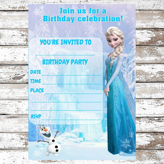 10 Elsa Frozen Birthday Party Invitations With Envelopes