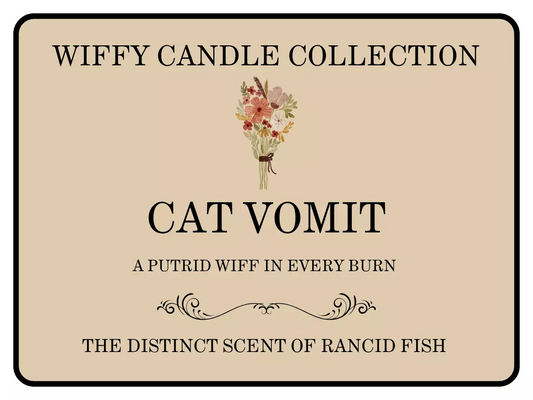 Cat Vomit Funny Candle Label Pack Of 2 (Candle Not Supplied)