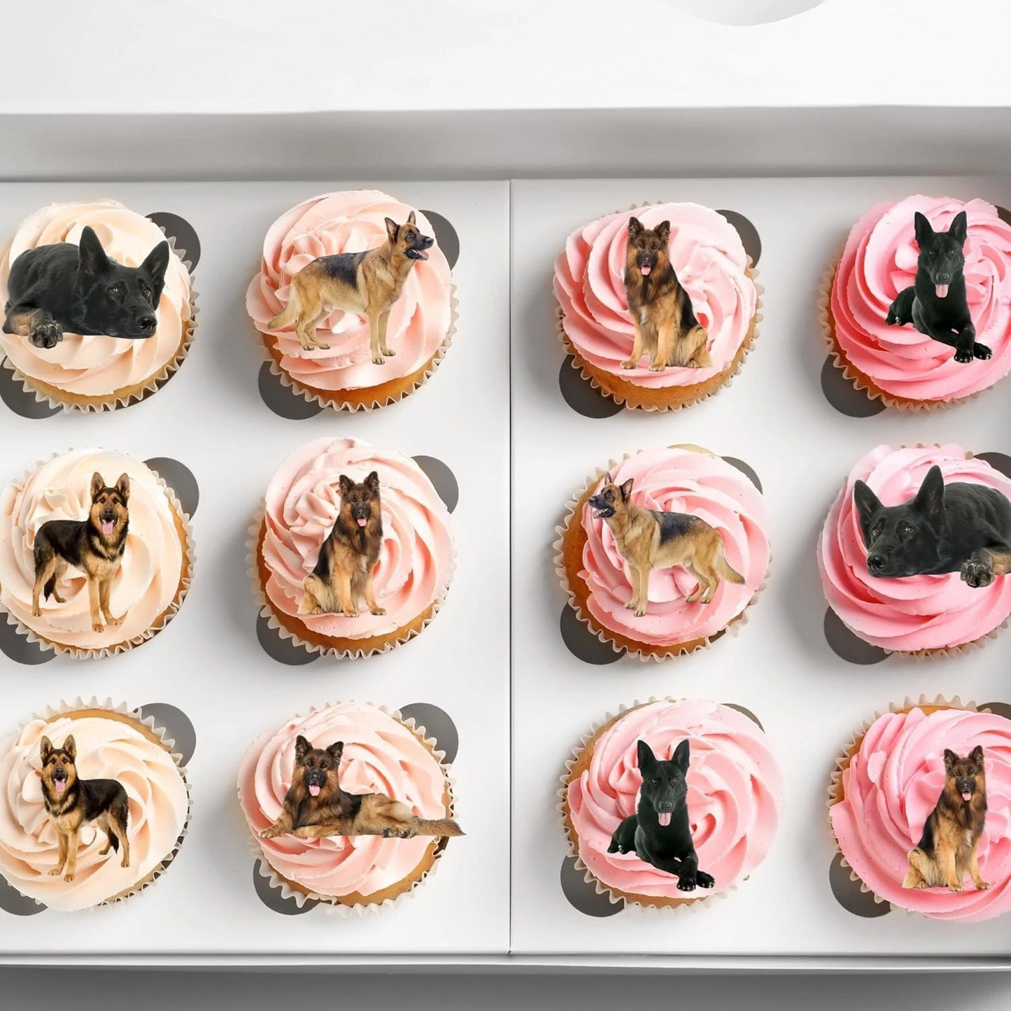 German Shepherd Dog Pre-Cut Edible Wafer Cupcake Toppers Pack Of 20
