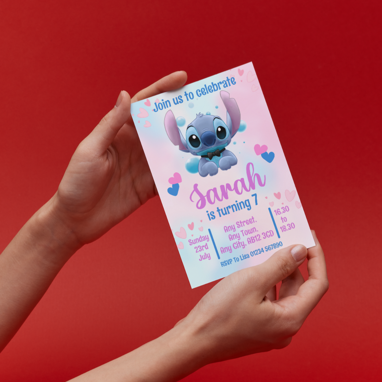10 Personalised Cute Stitch Party Invitations With Envelopes
