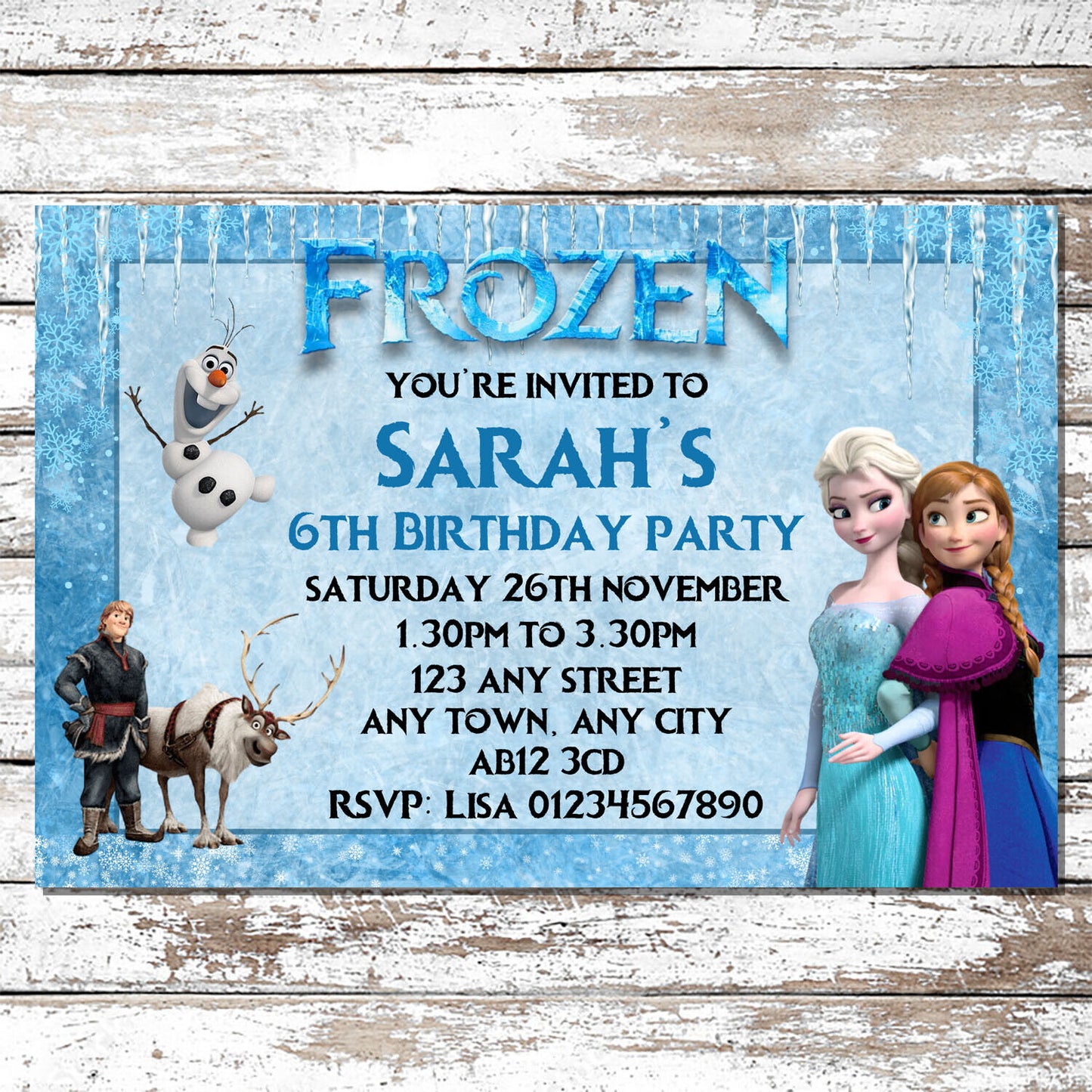 10 Personalised Elsa Anna Frozen Party Invitations With Envelopes