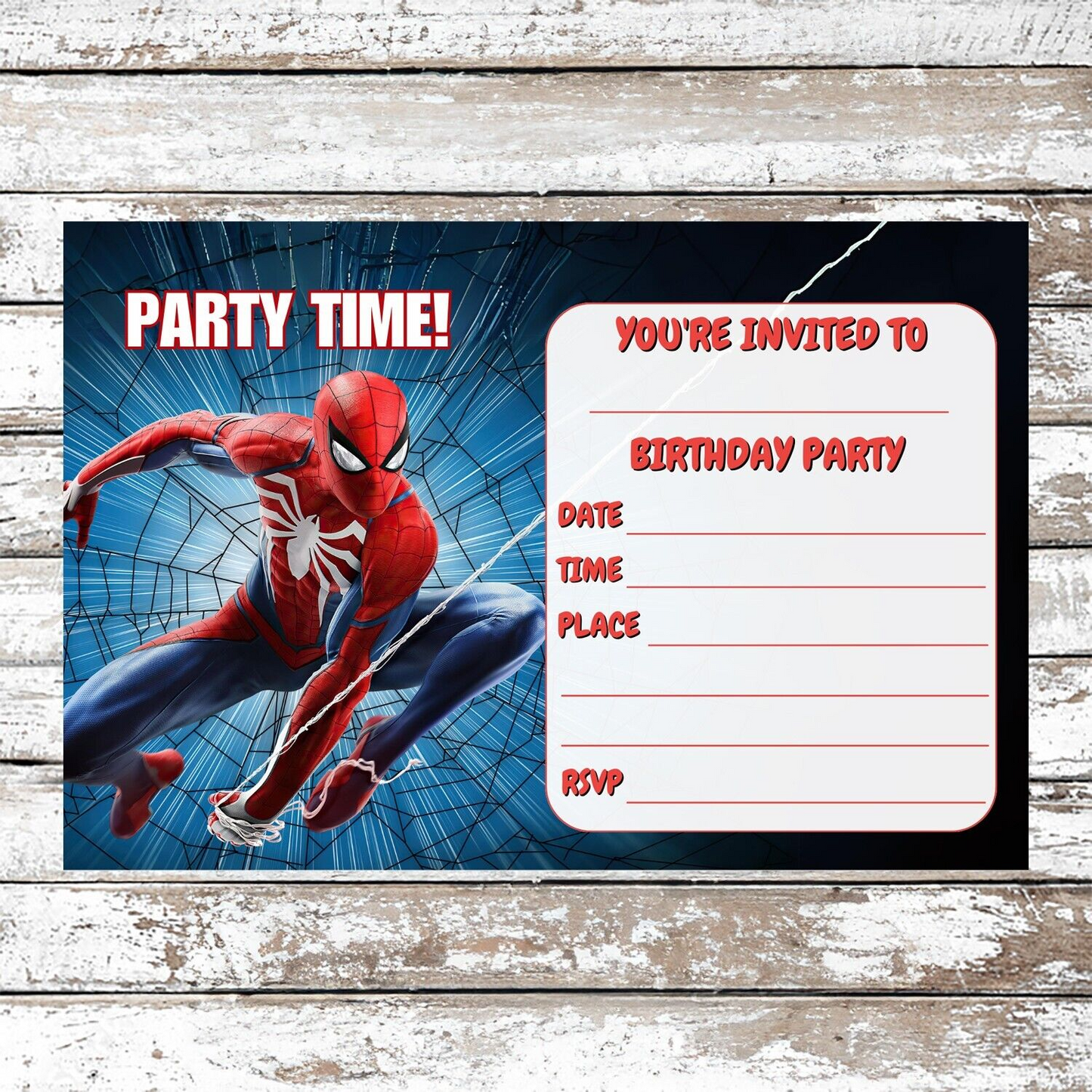 10 Spiderman Birthday Party Invitations With Envelopes