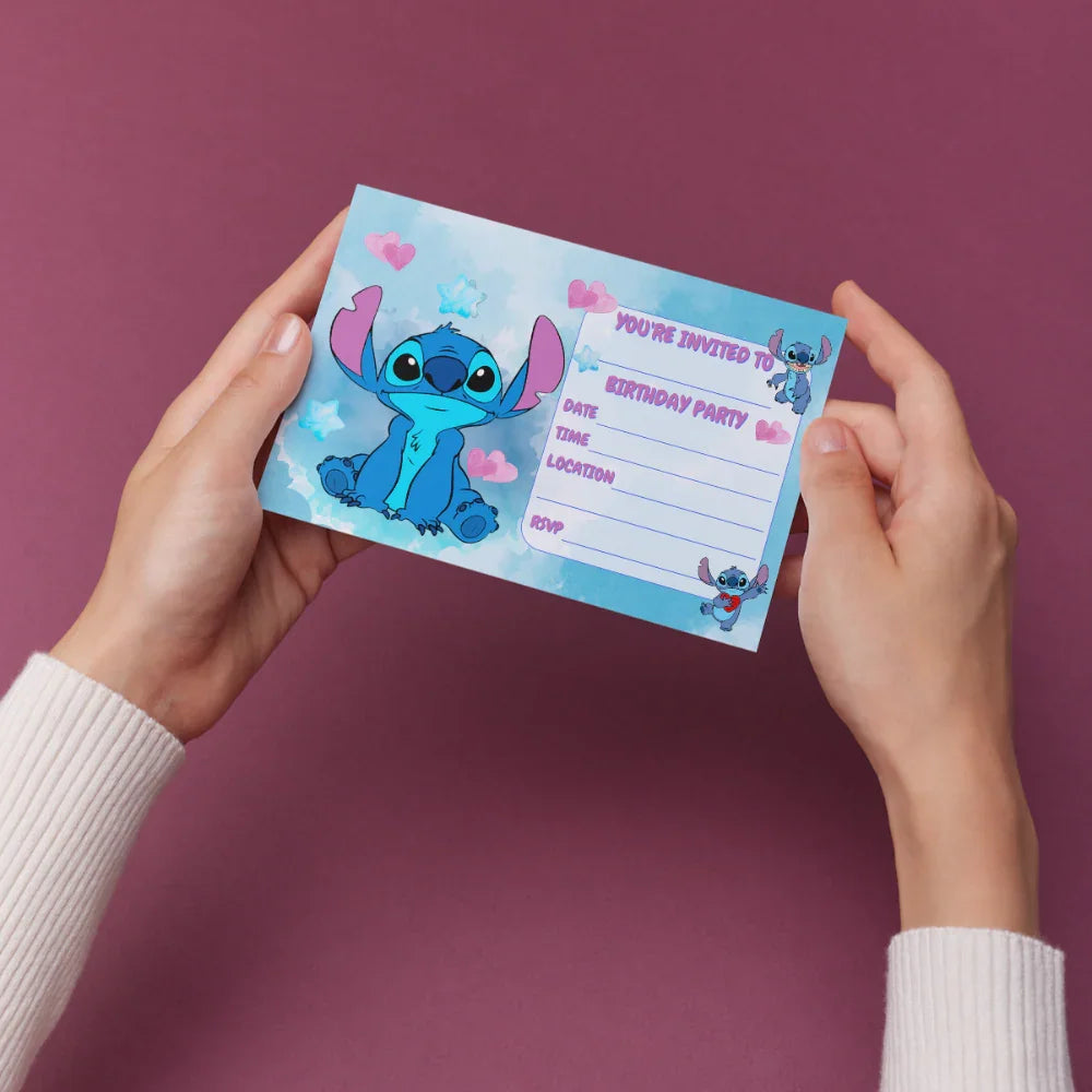 10 Cute Stitch Birthday Party Invitations With Envelopes