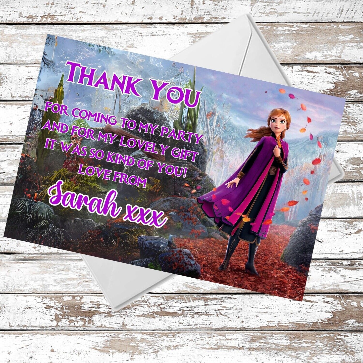 10 Personalised Frozen Anna Thank You Cards With Envelopes