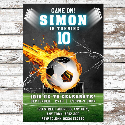 10 Personalised Football Party Invitations With Envelopes