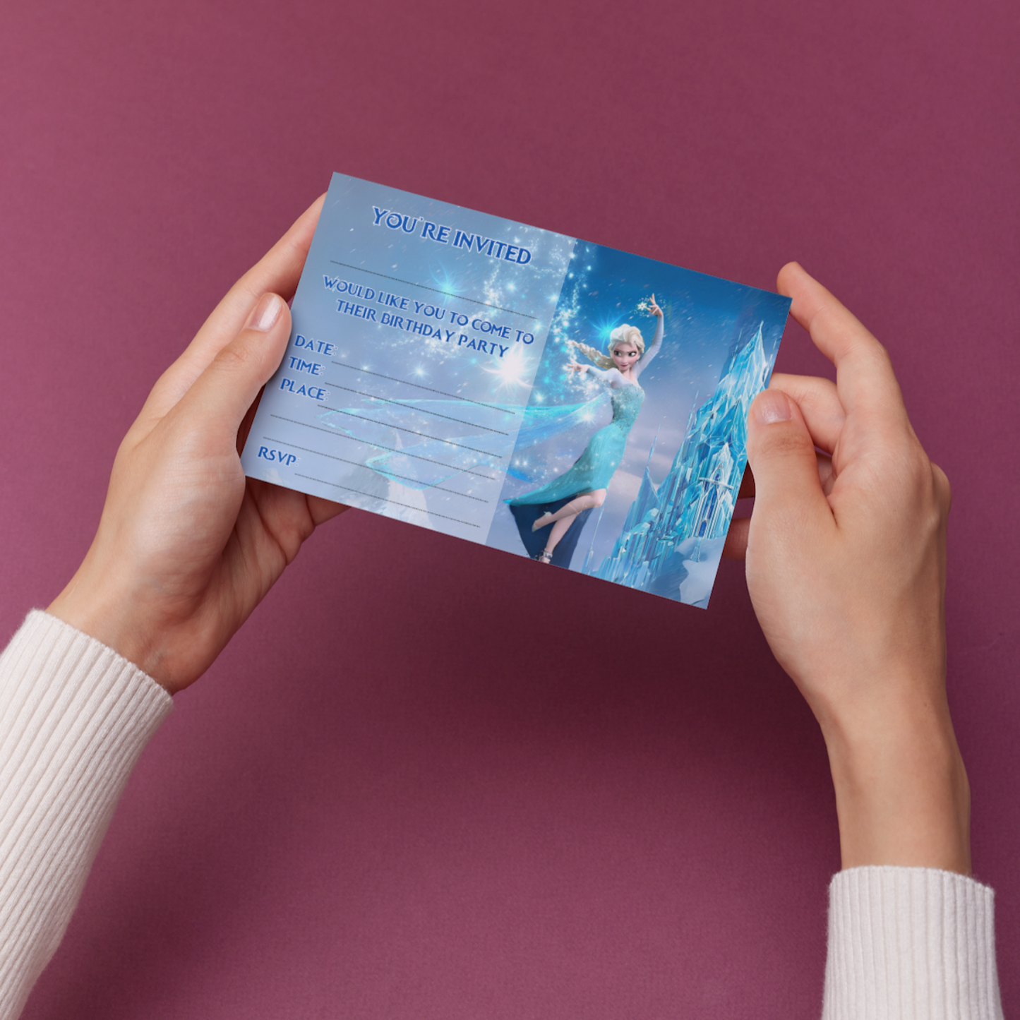 10 Elsa Frozen Birthday Party Invitations With Envelopes