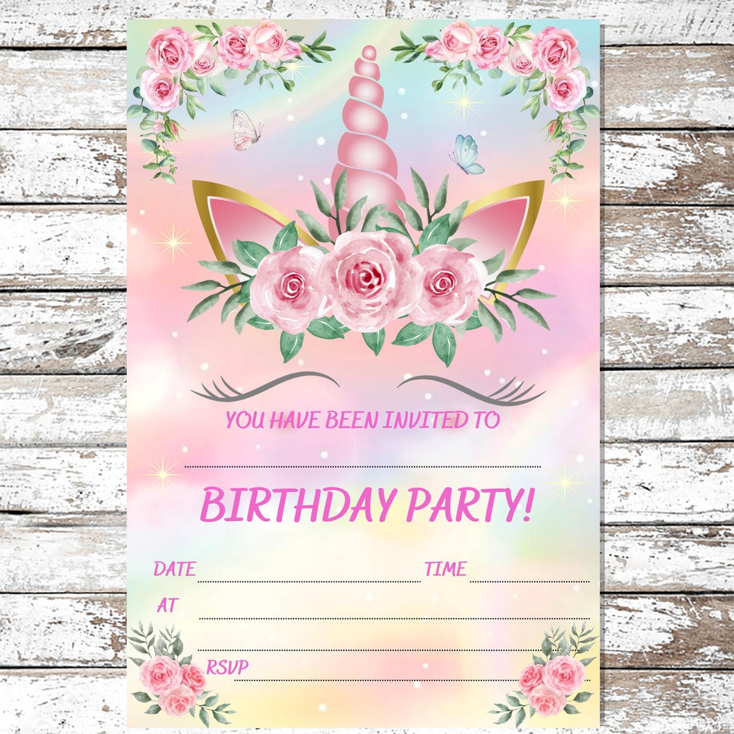10 Cute Unicorn Birthday Party Invitations With Envelopes