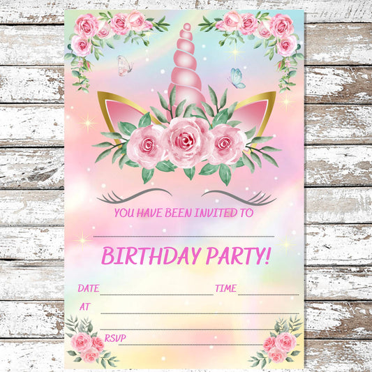 10 Cute Unicorn Birthday Party Invitations With Envelopes