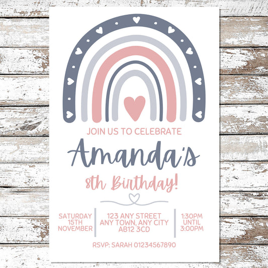 10 Personalised Rainbow Invitations With Envelopes