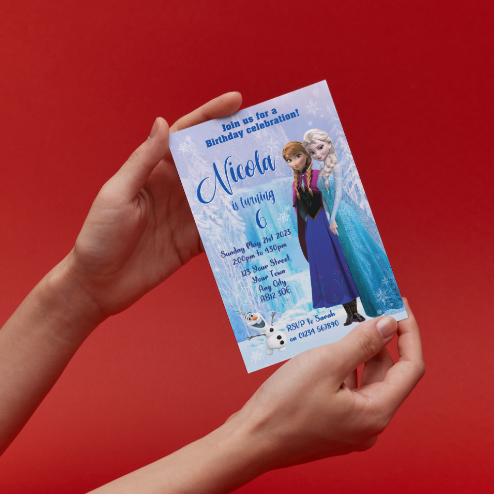 10 Personalised Anna Elsa Frozen Party Invitations With Envelopes