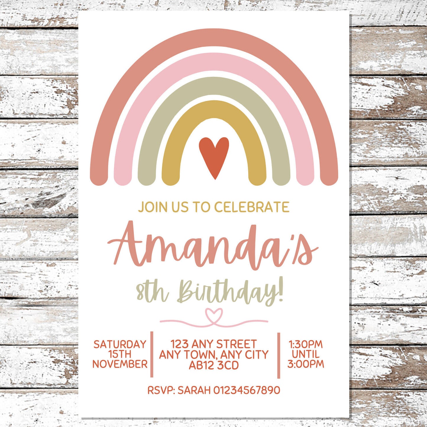 10 Personalised Rainbow Invitations With Envelopes