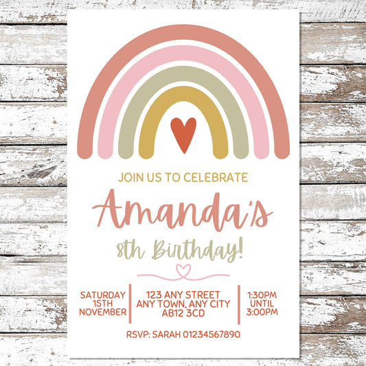 10 Personalised Rainbow Invitations With Envelopes