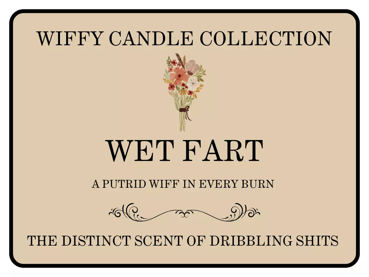 Wet Fart Funny Candle Label Pack Of 2 (Candle Not Supplied)