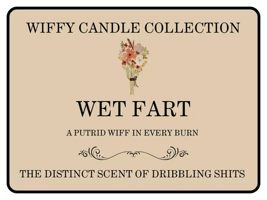 Wet Fart Funny Candle Label Pack Of 2 (Candle Not Supplied)