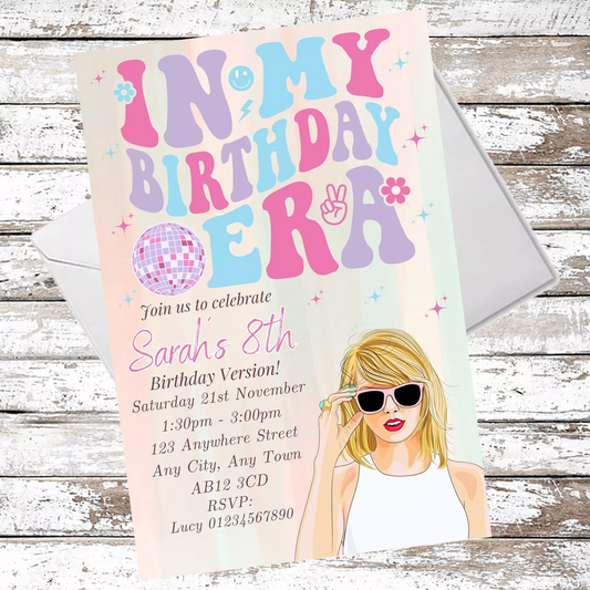 10 Personalised Taylor Swift Party Invitations With Envelopes