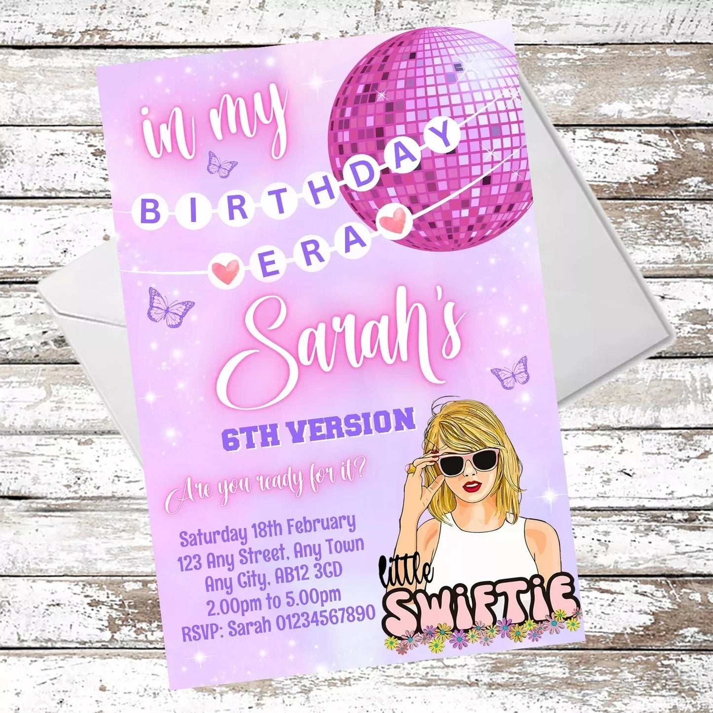 10 Personalised Taylor Swift Party Birthday Invitations With Envelopes