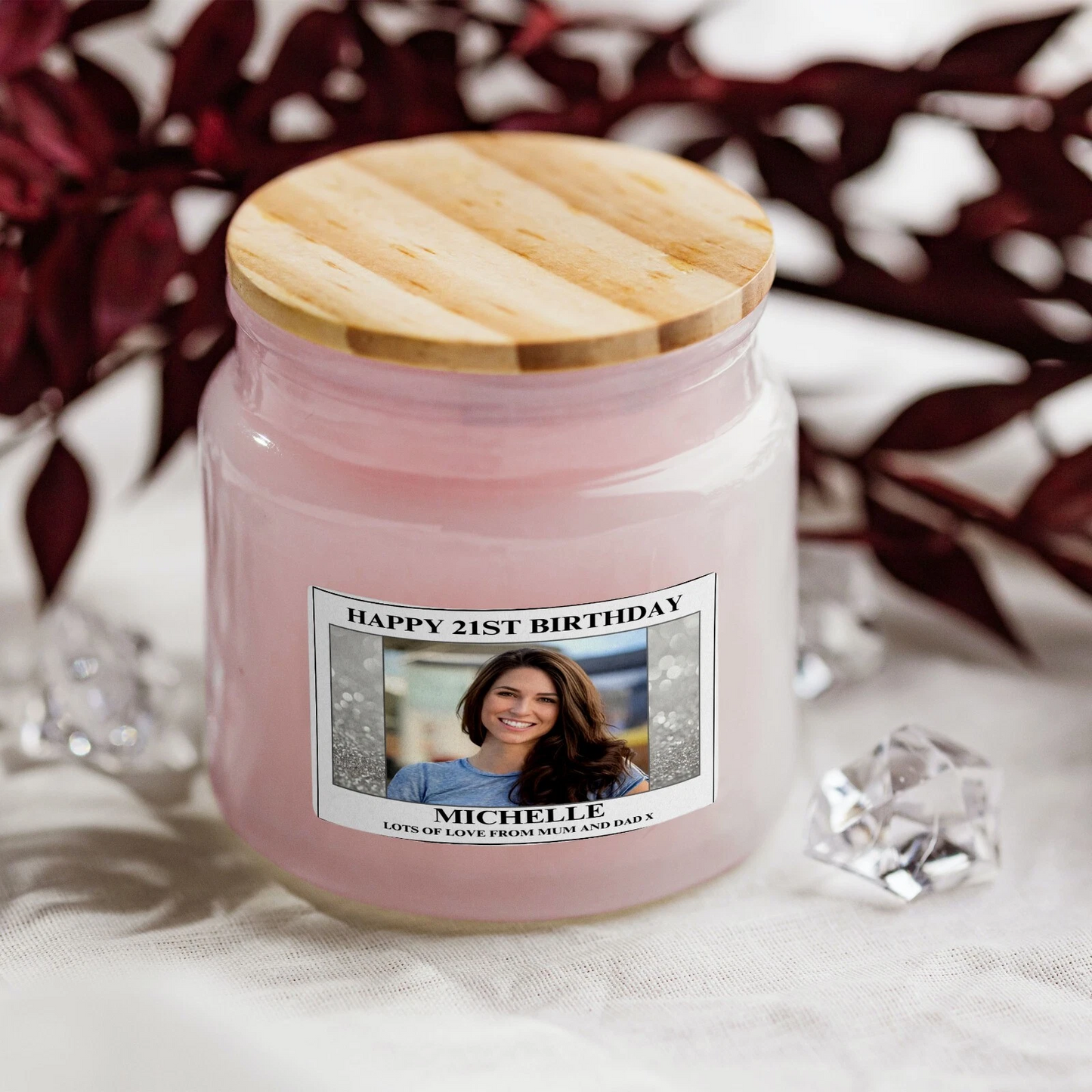 Personalised Birthday Photo Candle Label Pack Of 2 (Candle Not Supplied)