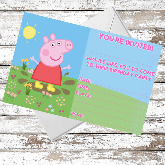 10 Peppa Pig Party Invitations With Envelopes