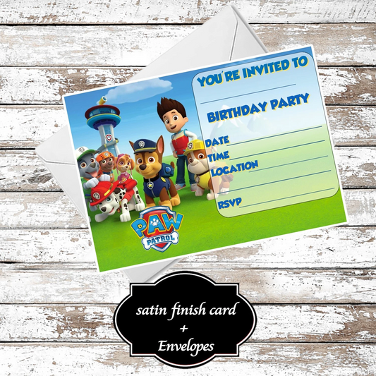 10 Paw Patrol Party Invitations With Envelopes