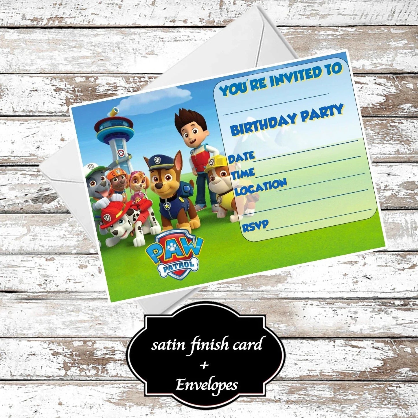 10 Paw Patrol Party Invitations With Envelopes