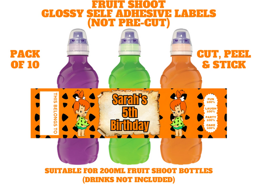 Pebbles Personalised Fruit Shoot Bottle Self Adhesive Label Wrapper x 10