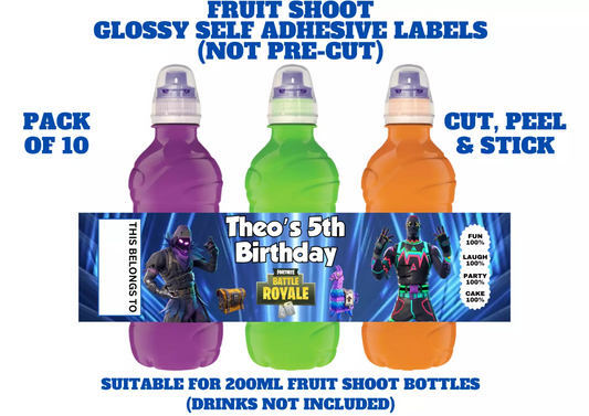 Battle Royale Personalised Fruit Shoot Bottle Self Adhesive Label Wrapper x 10
