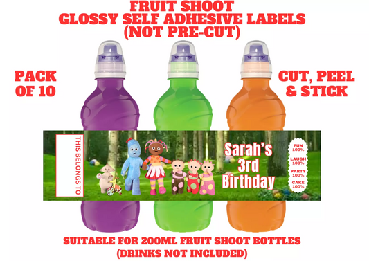 In The Night Garden Personalised Fruit Shoot Bottle Self Adhesive Label Wrapper x 10