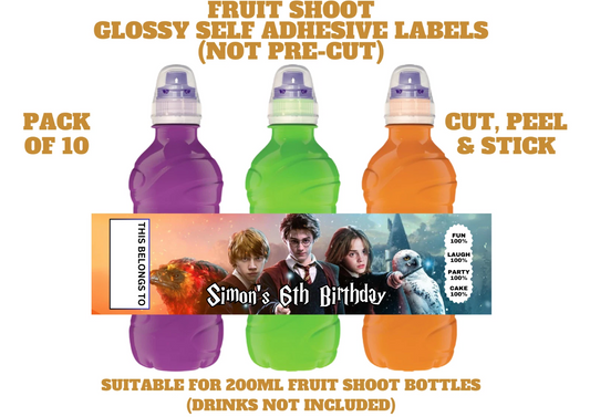 Harry Potter Wizard Personalised Fruit Shoot Bottle Self Adhesive Label Wrapper x 10