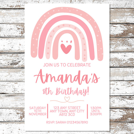 10 Personalised Rainbow Invitations With Envelopes