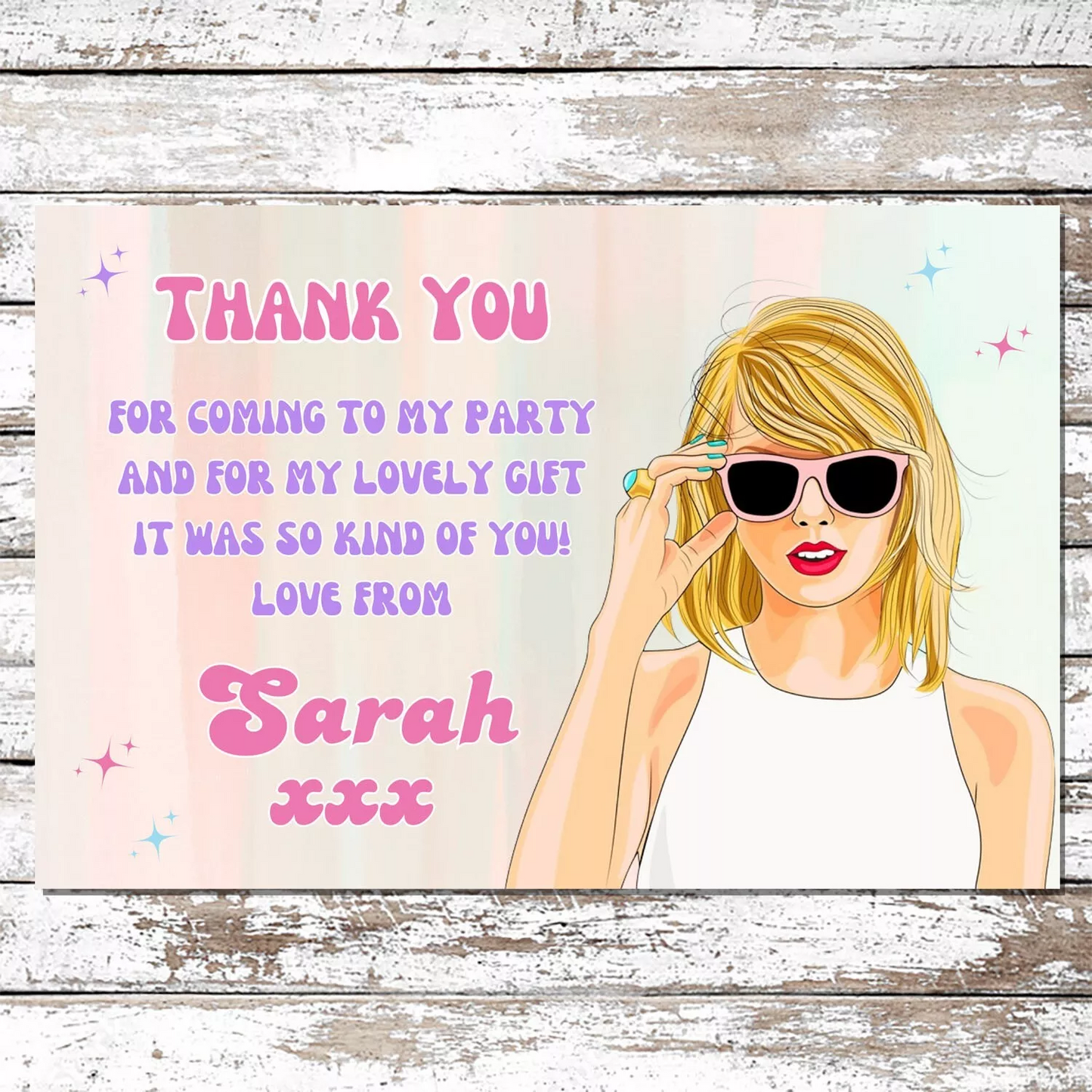 10 Personalised Taylor Swift Thank You Cards With Envelopes