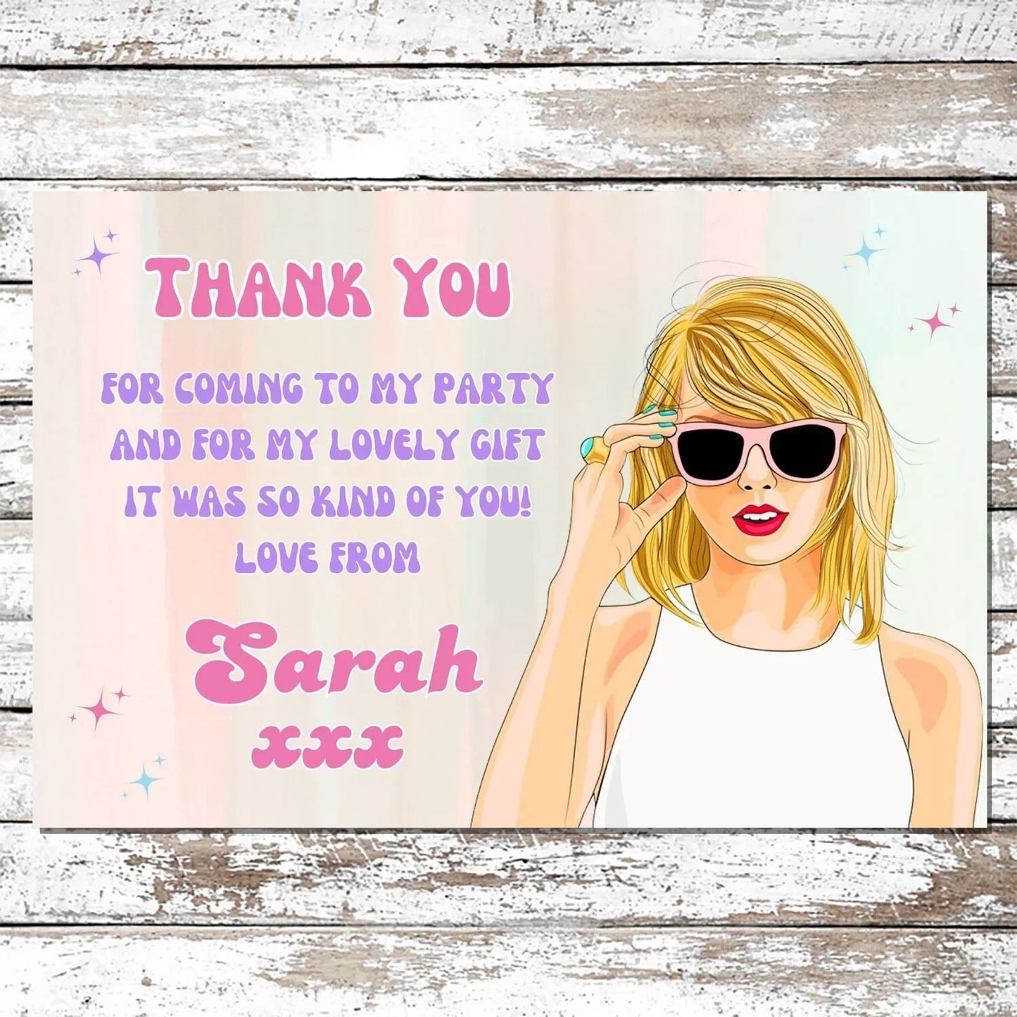 10 Personalised Taylor Swift Thank You Cards With Envelopes