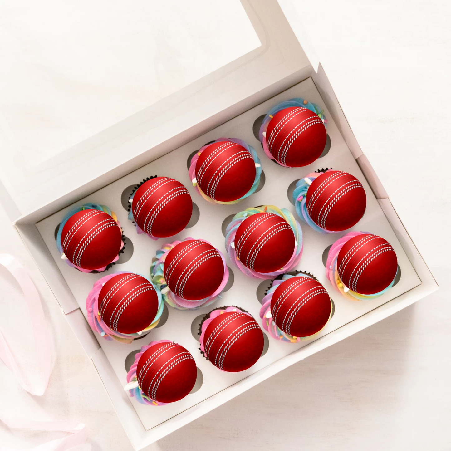 Cricket Balls Pre-Cut Edible Wafer Cupcake Toppers Pack Of 24