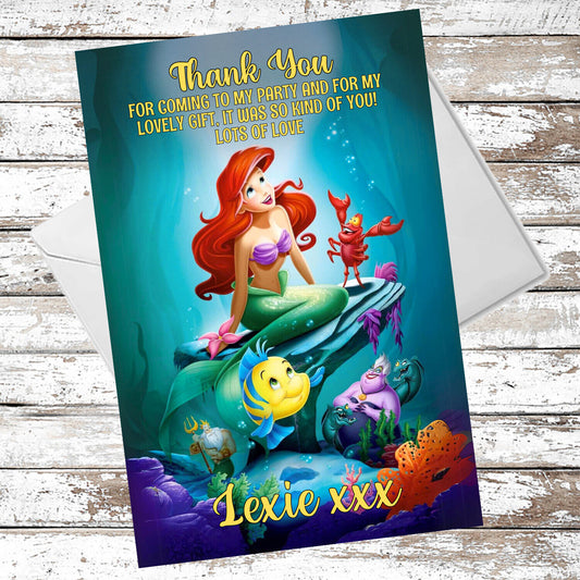10 Personalised Ariel Thank You Cards With Envelopes