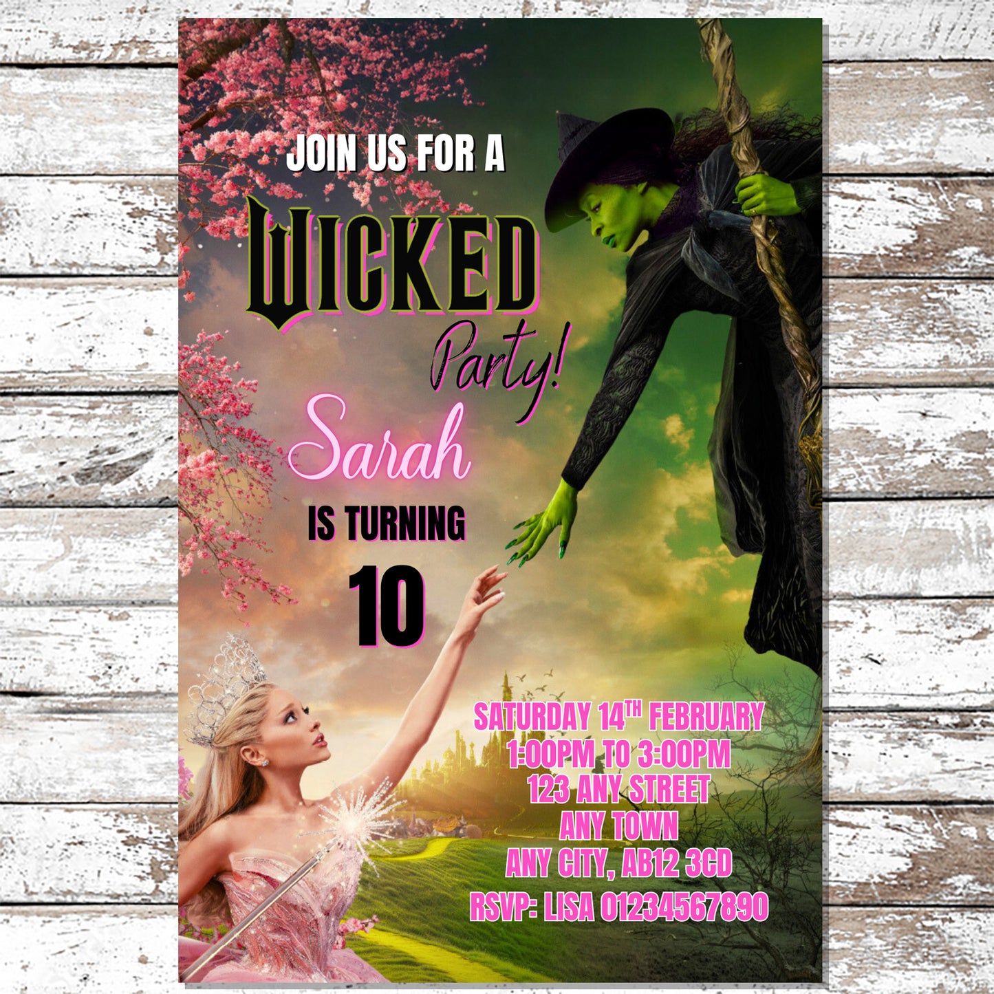 10 Personalised Wicked Invitations With Envelopes