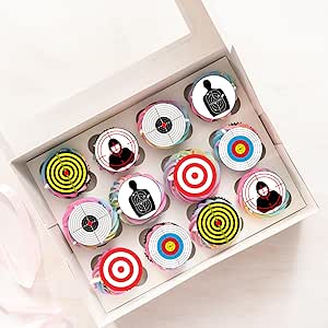 Target Shooting Practice Pre-Cut Edible Wafer Cupcake Toppers Pack Of 24