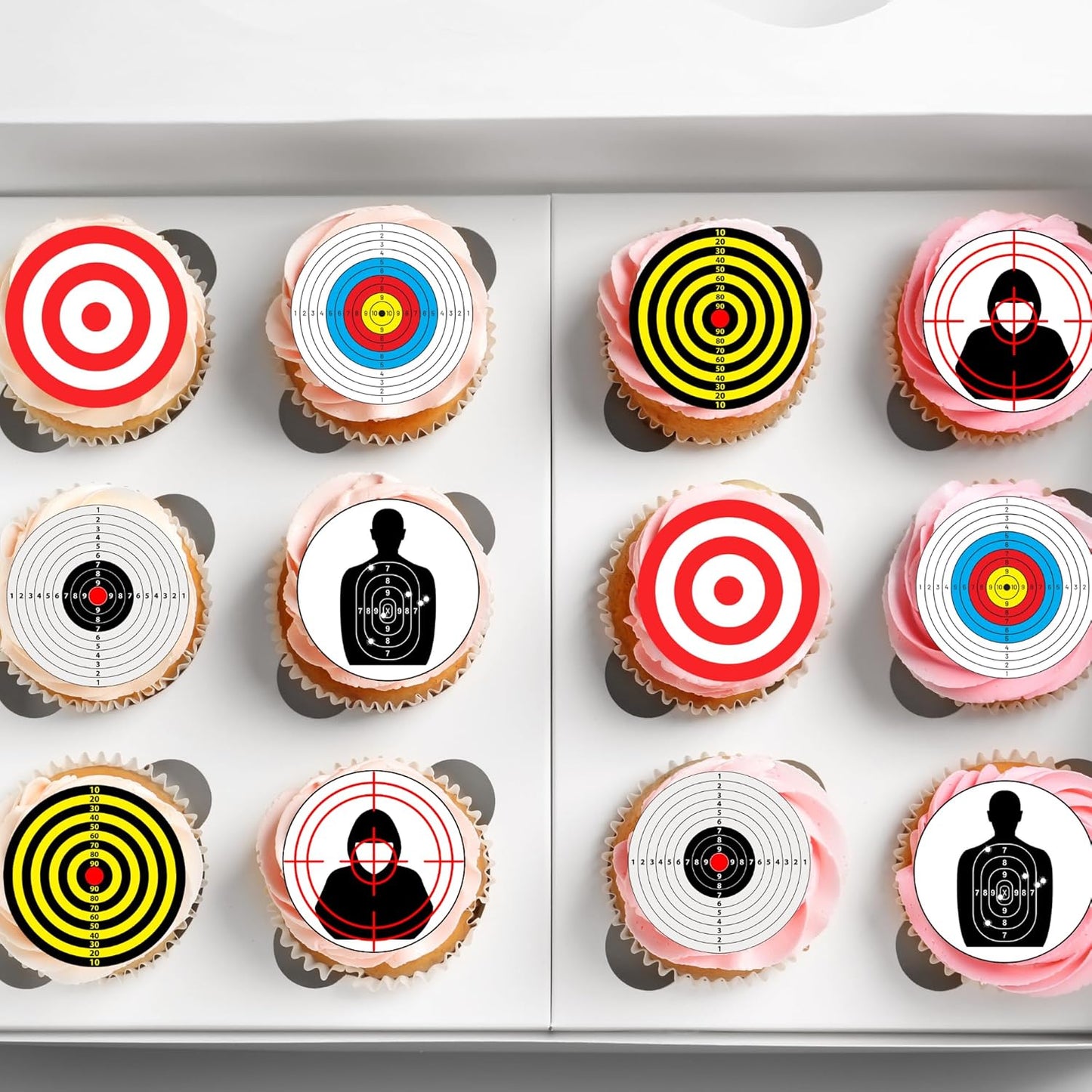 Target Shooting Practice Pre-Cut Edible Wafer Cupcake Toppers Pack Of 24