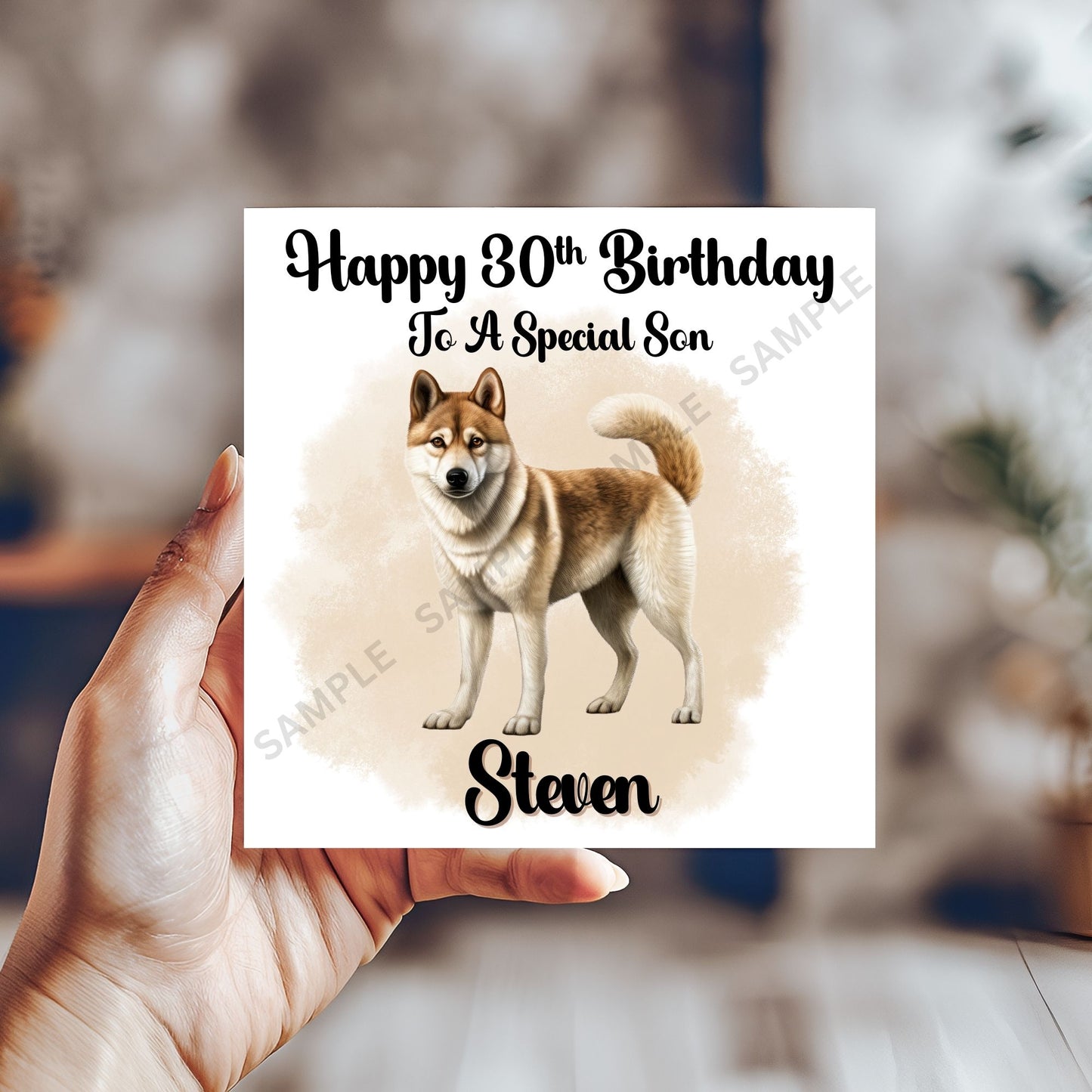 Akita Dog Personalised Birthday Card