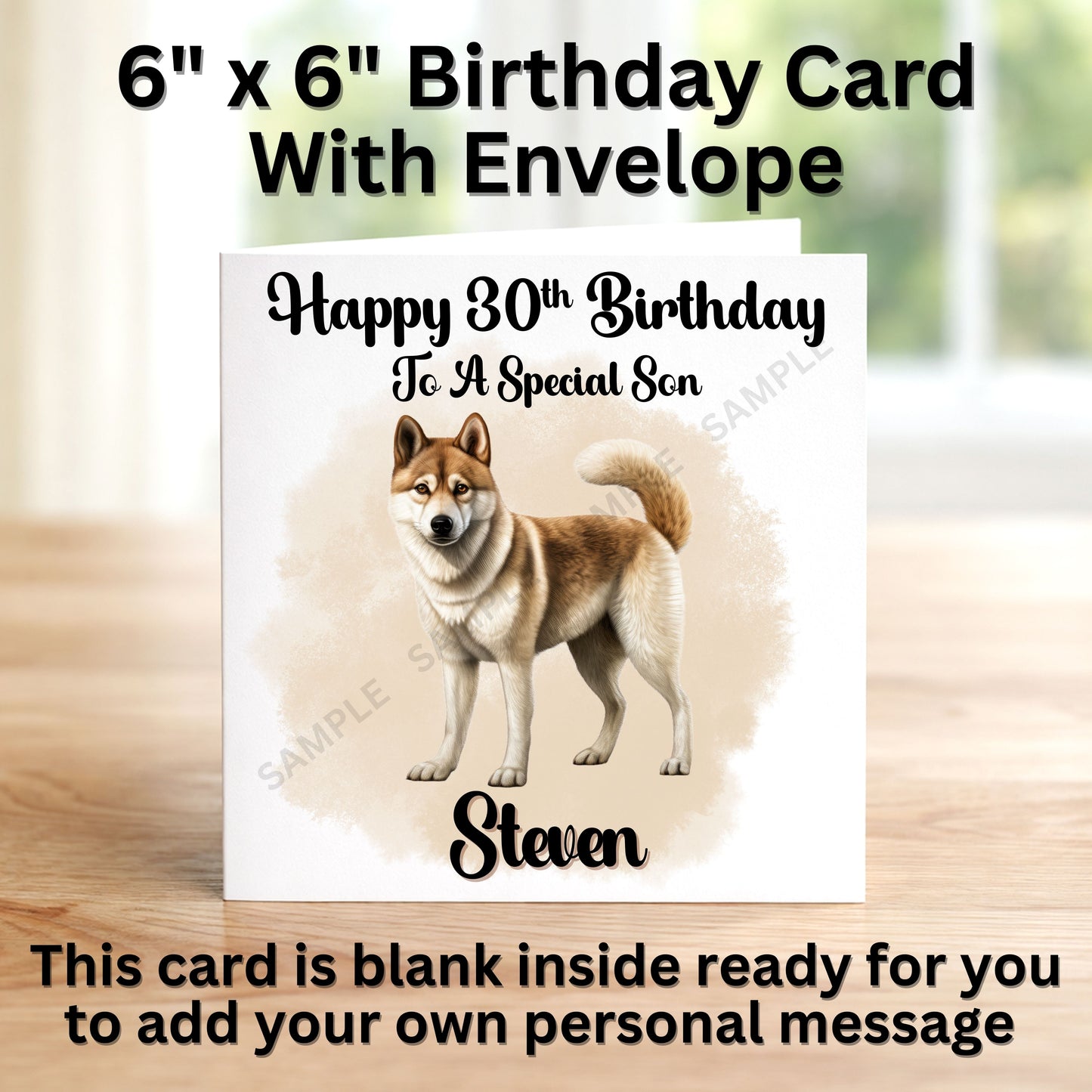 Akita Dog Personalised Birthday Card