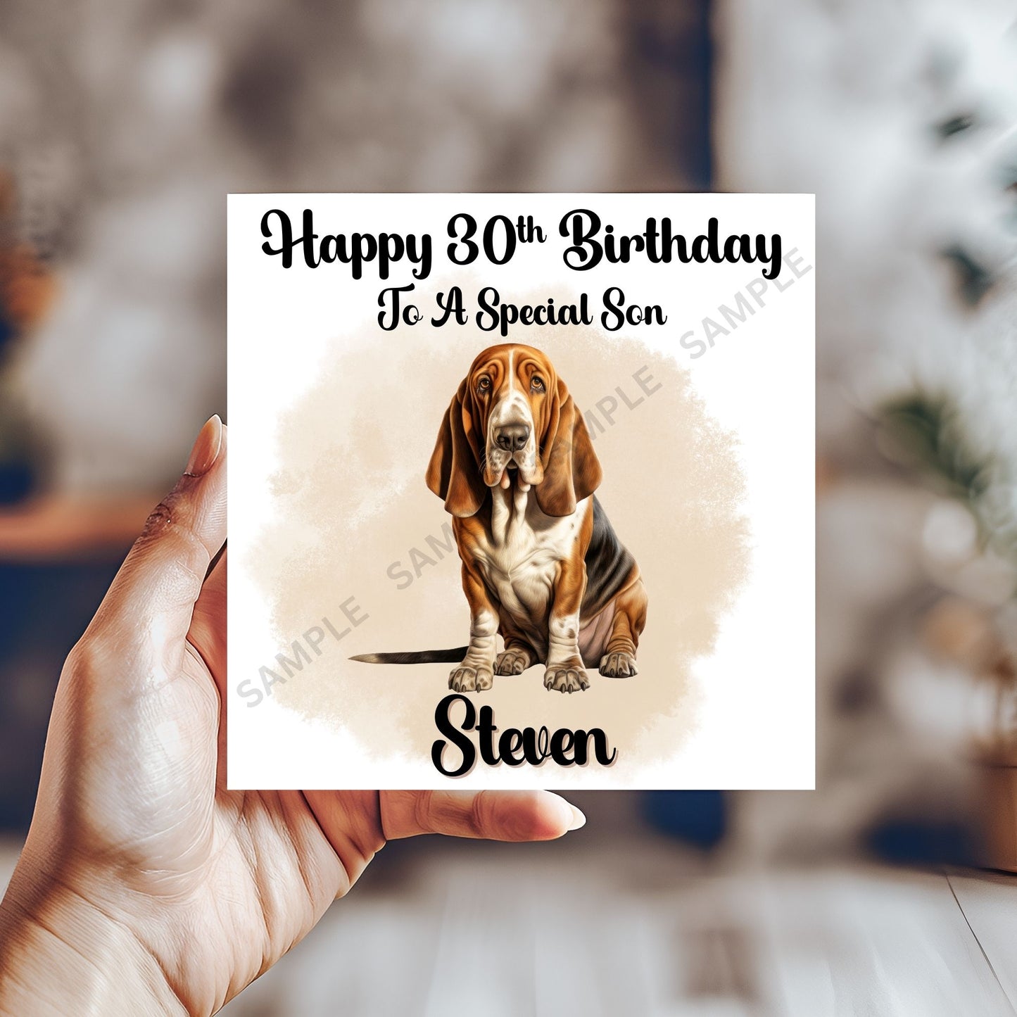 Basset Hound Dog Personalised Birthday Card