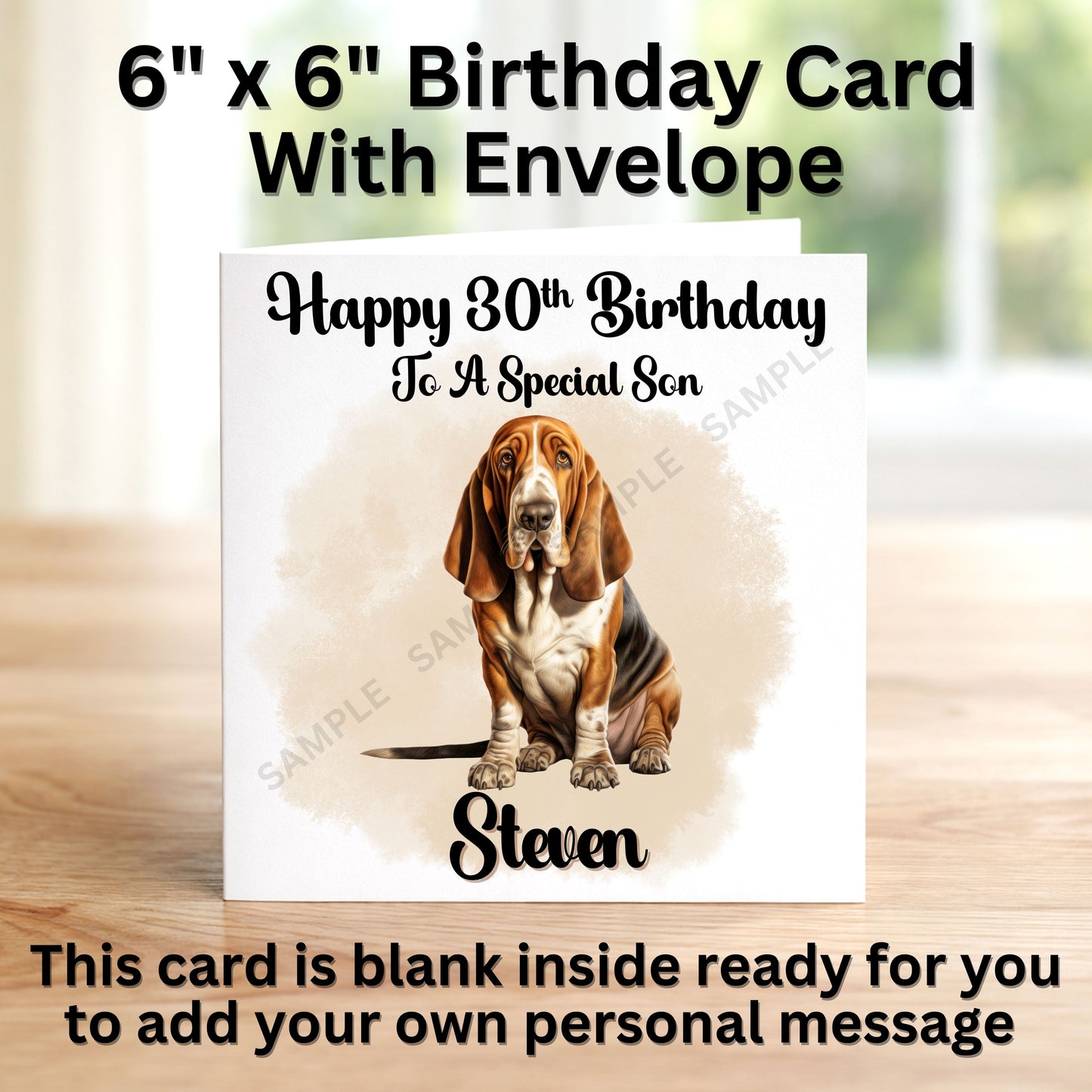 Basset Hound Dog Personalised Birthday Card