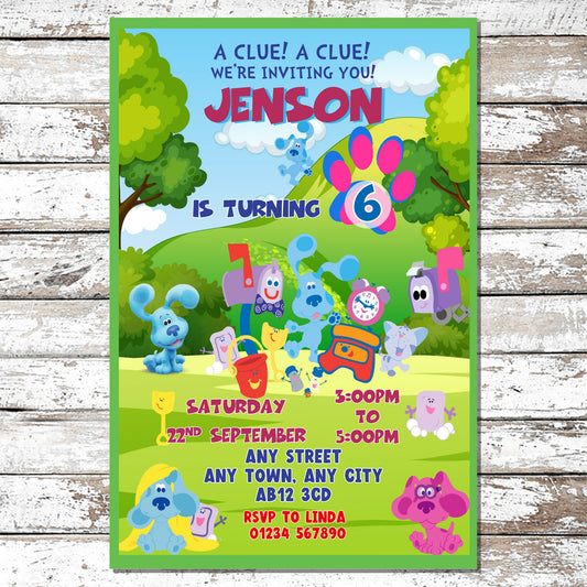 10 Personalised Blues Clues Party Invitations With Envelopes