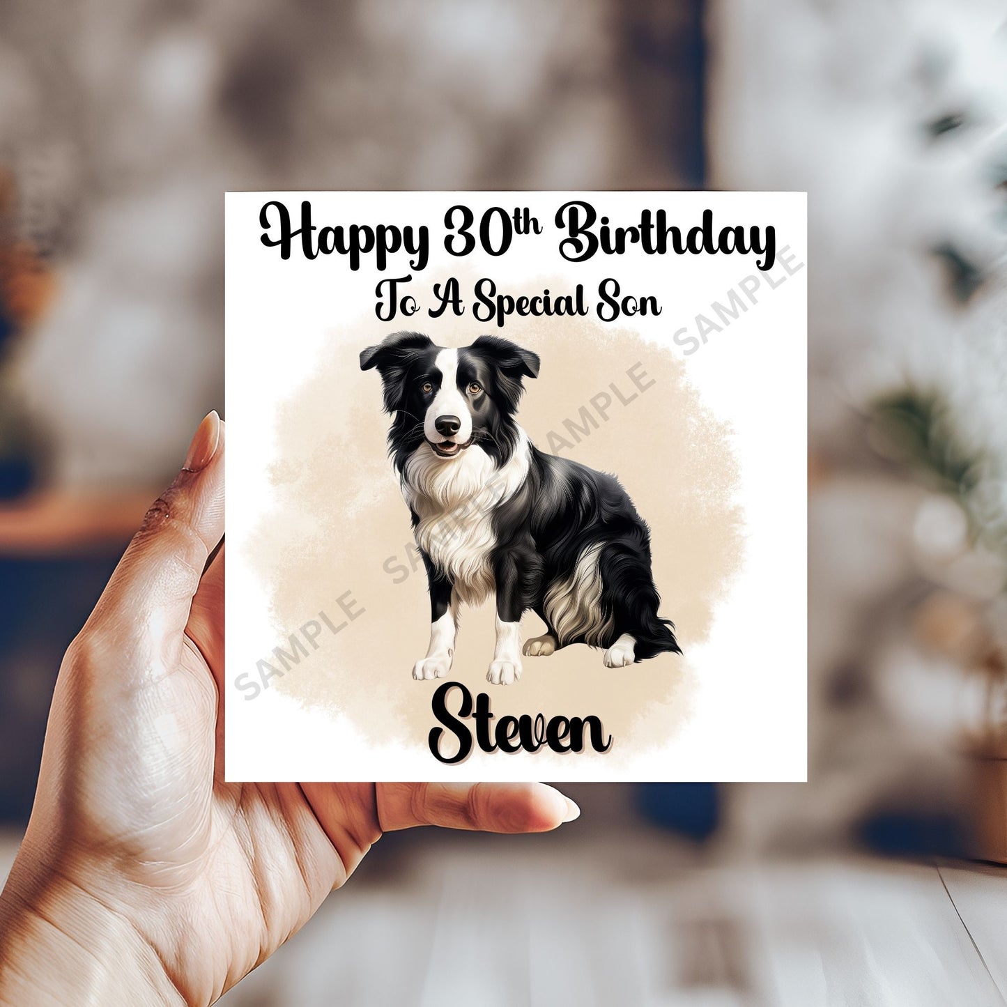 Border Collie Dog Personalised Birthday Card