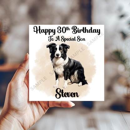 Border Collie Dog Personalised Birthday Card