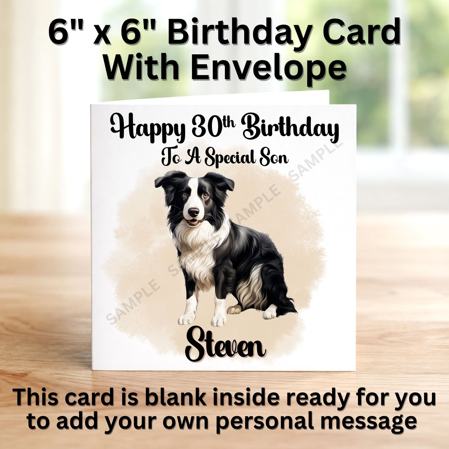 Border Collie Dog Personalised Birthday Card
