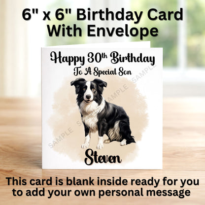 Border Collie Dog Personalised Birthday Card