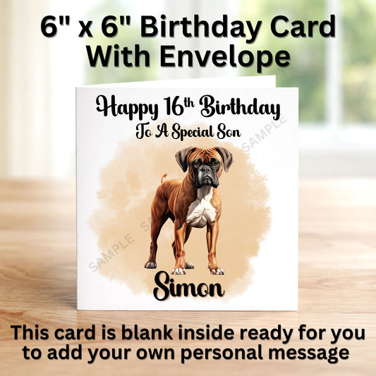 Boxer Dog Personalised Birthday Card